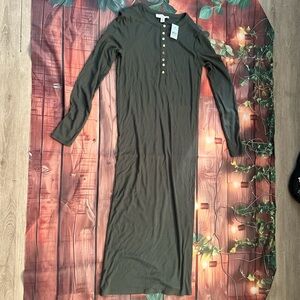 Ann Taylor Forest Green Long Sleeve Dress
